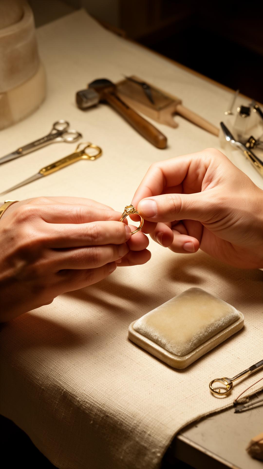 Roubé atelier — hantverkare polerar en guldring